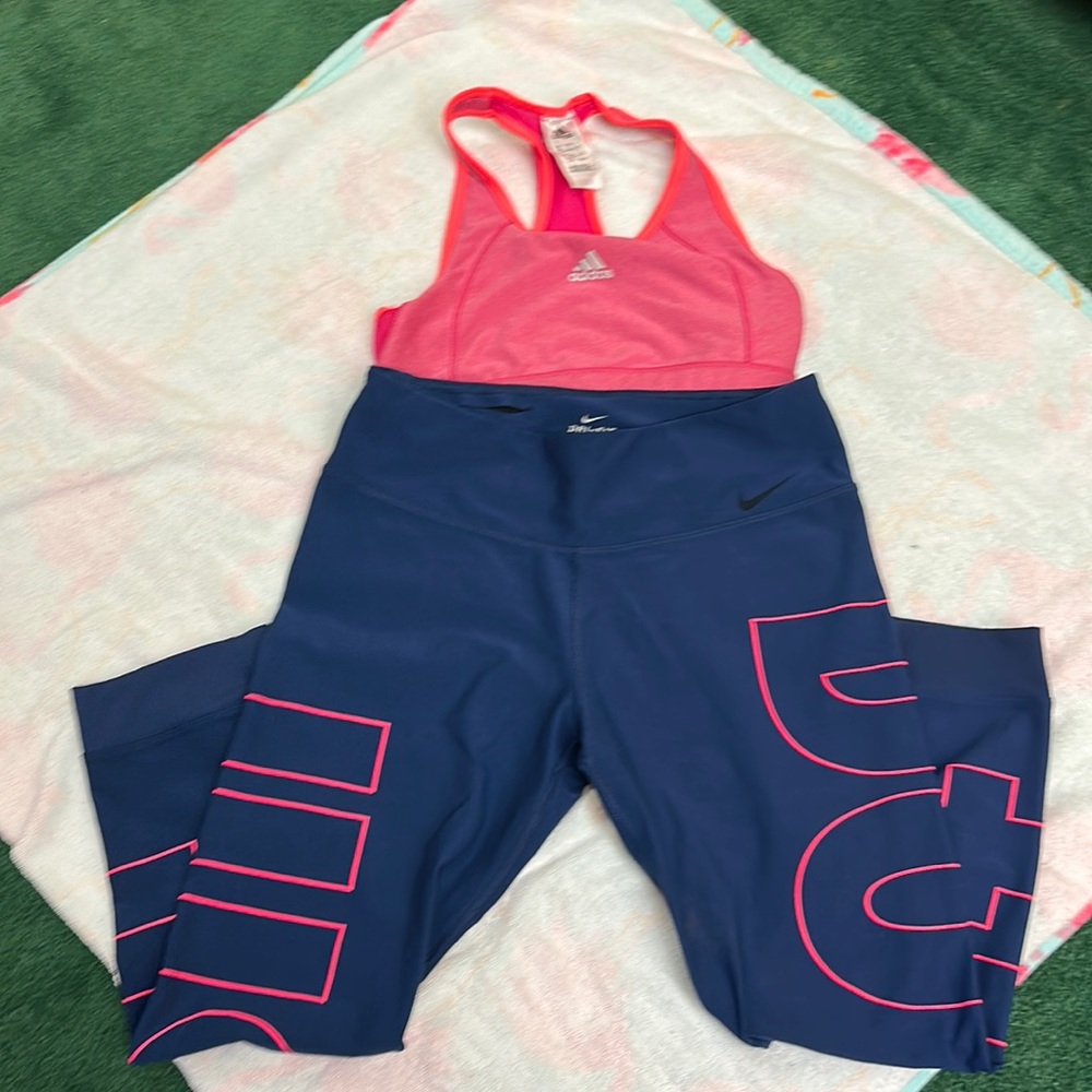 Workout outfit, women’s size L. Adidas and Nike.